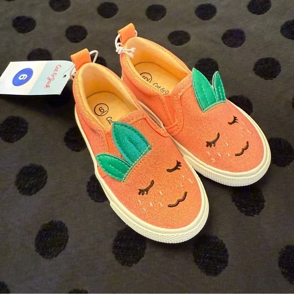 Cute Orange Slip-On Kids Shoes - Picture 1 of 3